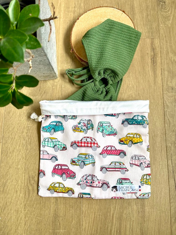 Pochon Imperméable Multi-Usages Sacrée Française | Fait Main en France | Zéro Déchet & Discret (24x24 cm) - Sacrée Française
