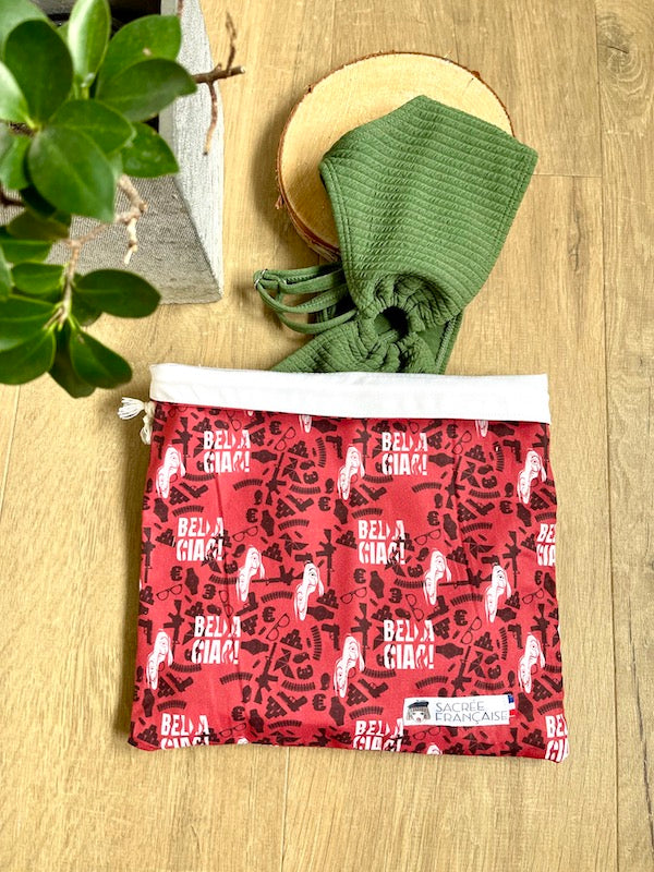 Pochon Imperméable Multi-Usages Sacrée Française | Fait Main en France | Zéro Déchet & Discret (24x24 cm) - Sacrée Française