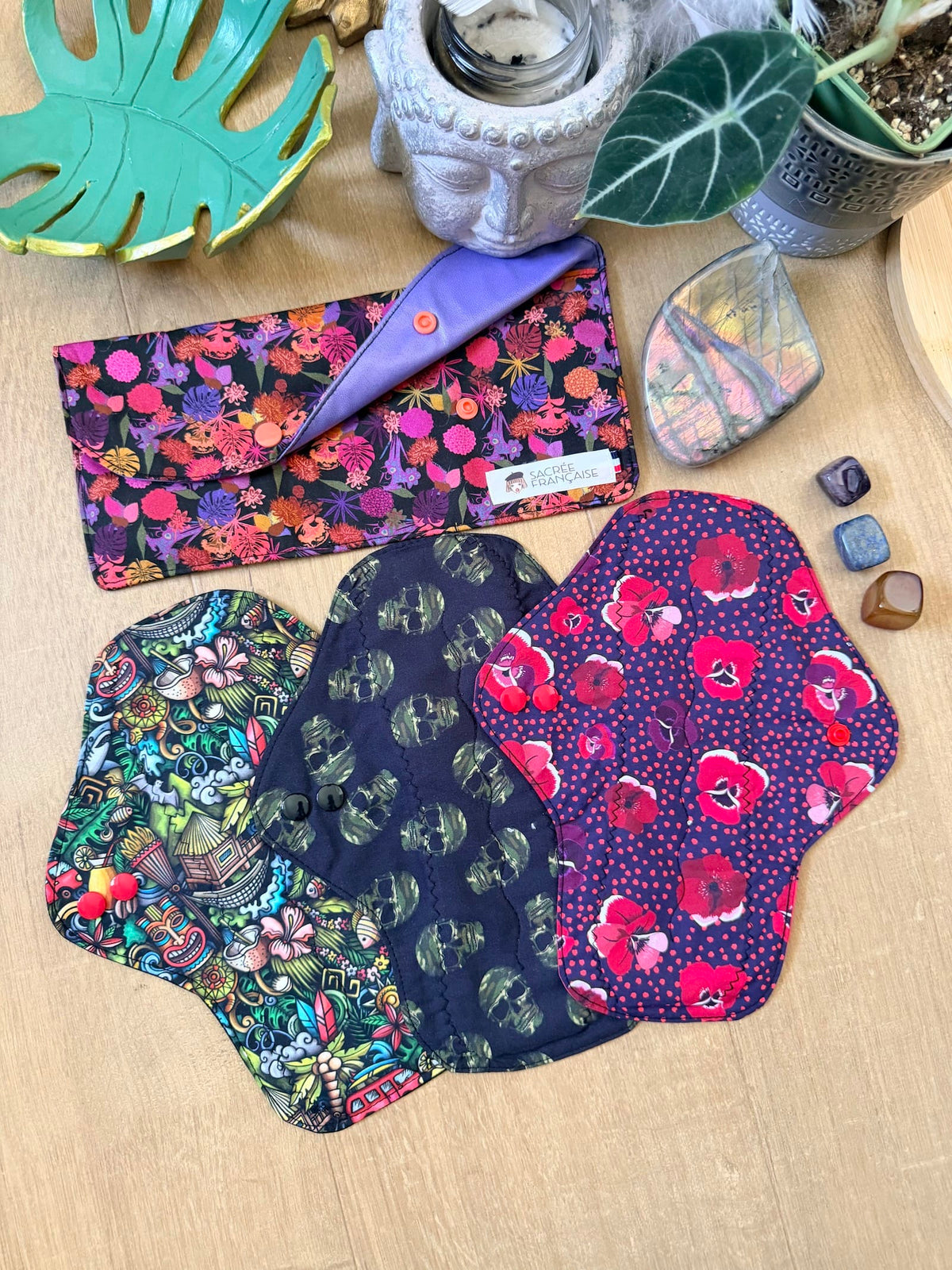 Lot de 3 Serviettes Hygiéniques Lavables Flux Abondants / Nuit, pochette L incluse