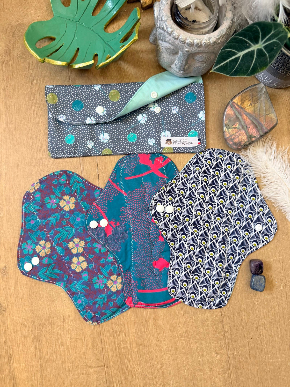 Lot de 3 Serviettes Hygiéniques Lavables Flux Abondants / Nuit, pochette L incluse