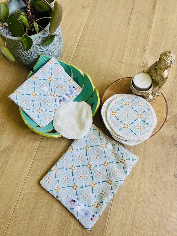 Kit de 10 cotons démaquillants lavables Oeko-Tex, fait main à Lyon, Sacrée Française