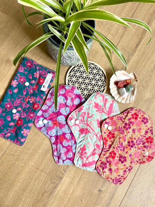 Lot de 3 Serviettes Hygiéniques Lavables — Flux Abondants / Nuit, pochette L incluse
