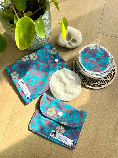 Kit 10 cotons démaquillants lavables + étui + pochette savon imperméable - Sacrée Française