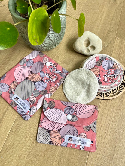 Kit 10 cotons démaquillants lavables + étui + pochette savon imperméable - Sacrée Française