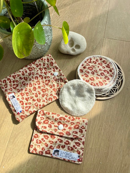 Kit 10 cotons démaquillants lavables + étui + pochette savon imperméable - Sacrée Française