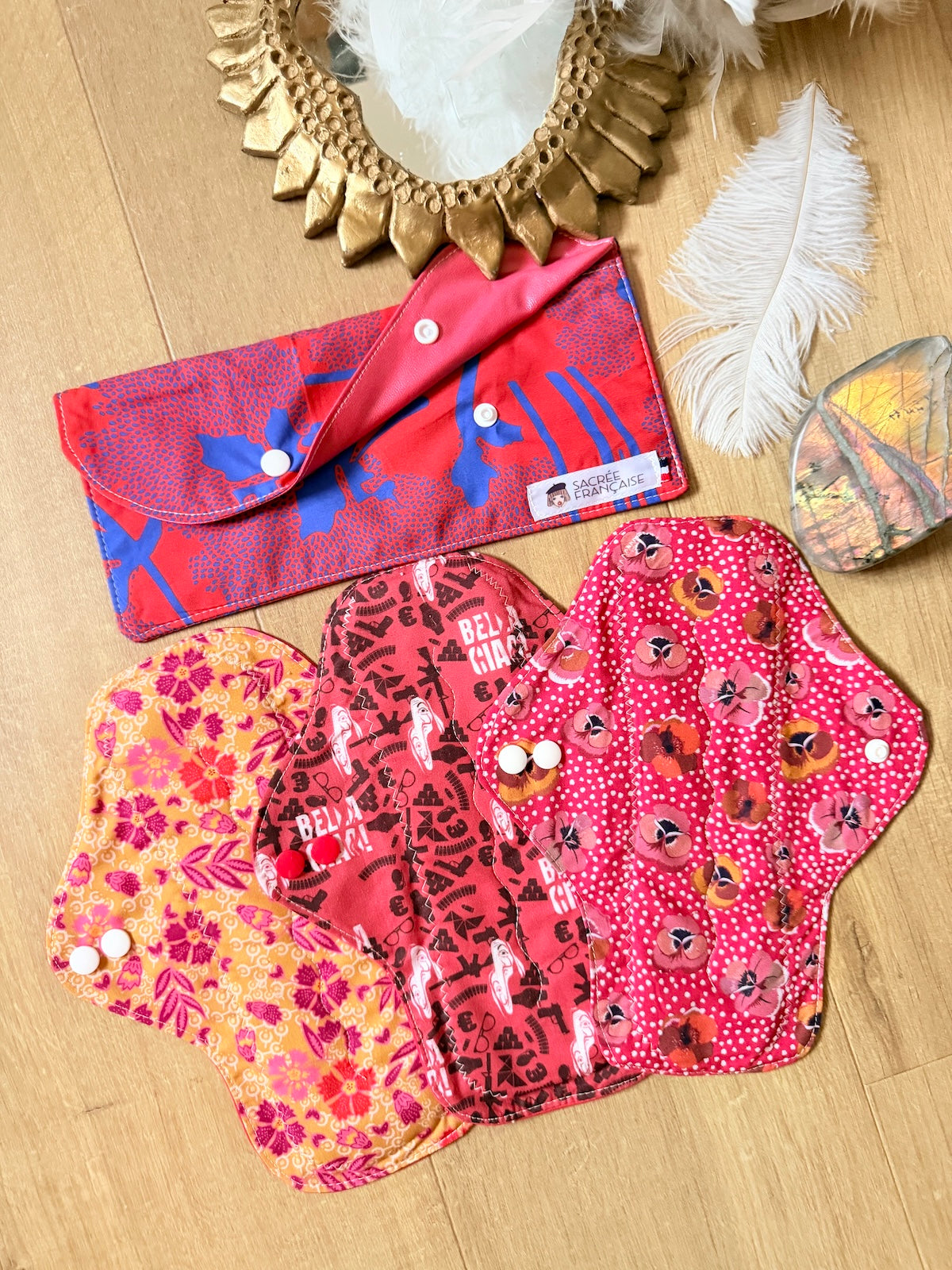 Lot de 3 Serviettes Hygiéniques Lavables Flux Abondants / Nuit, pochette L incluse