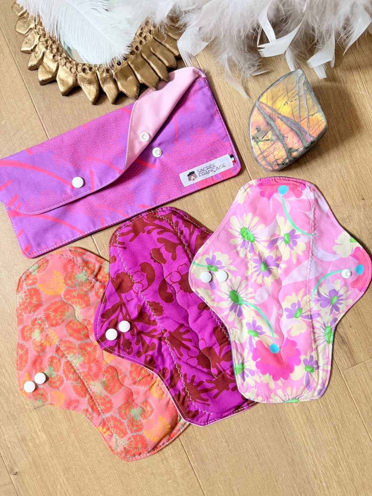 Lot de 3 Serviettes Hygiéniques Lavables Flux Abondants / Nuit, pochette L incluse