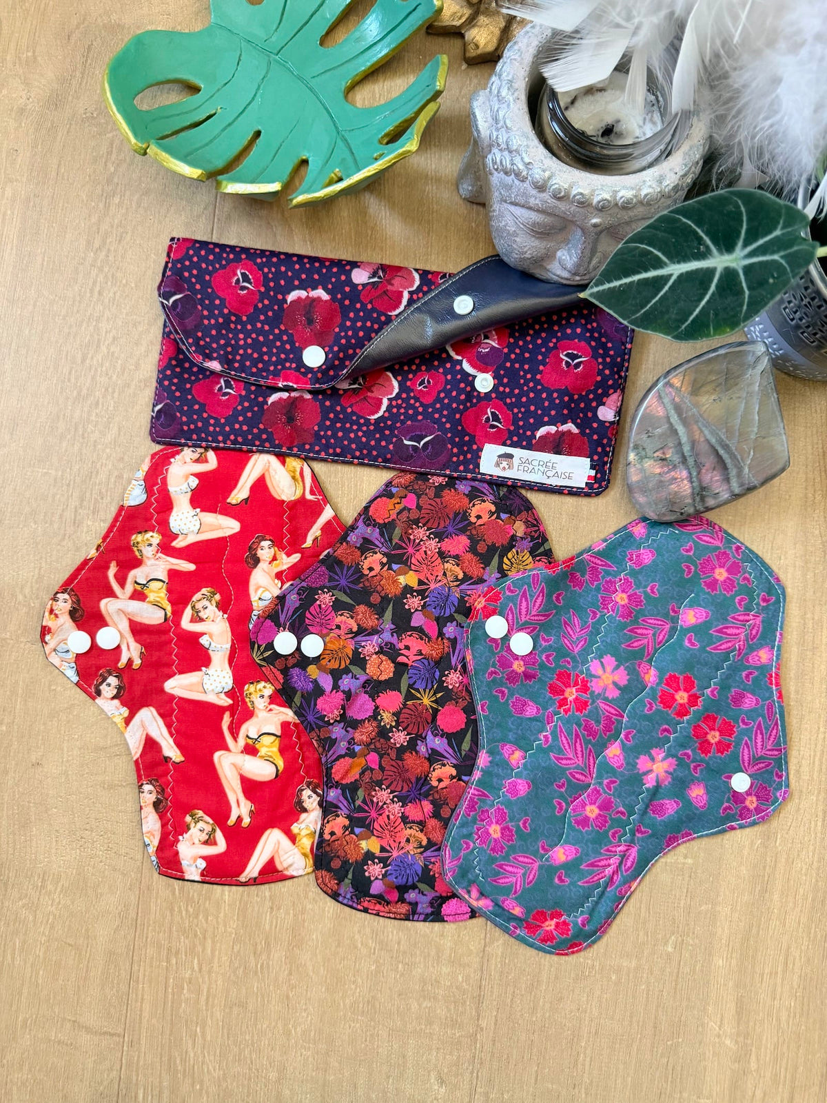 Lot de 3 Serviettes Hygiéniques Lavables Flux Abondants / Nuit, pochette L incluse