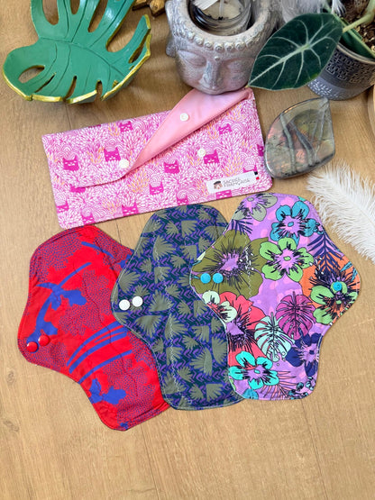 Lot de 3 Serviettes Hygiéniques Lavables Flux Abondants / Nuit, pochette L incluse