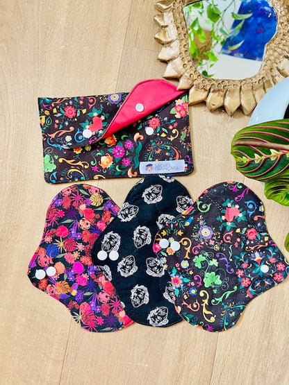 Pack of 3 washable panty liners plus a carrying pouch, size S