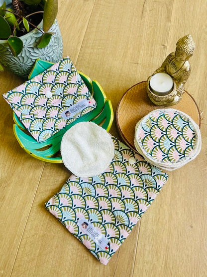 Kit de 10 cotons démaquillants lavables Oeko-Tex, fait main à Lyon, Sacrée Française