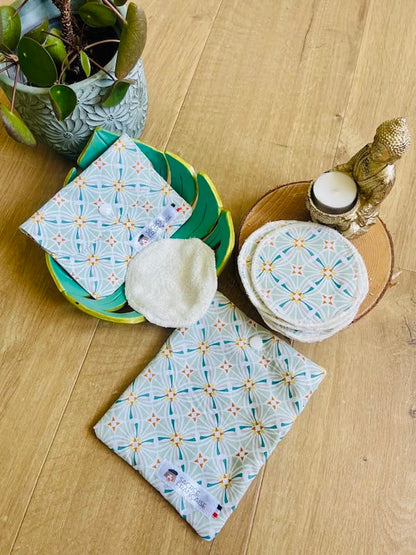 Kit de 10 cotons démaquillants lavables Oeko-Tex, fait main à Lyon, Sacrée Française