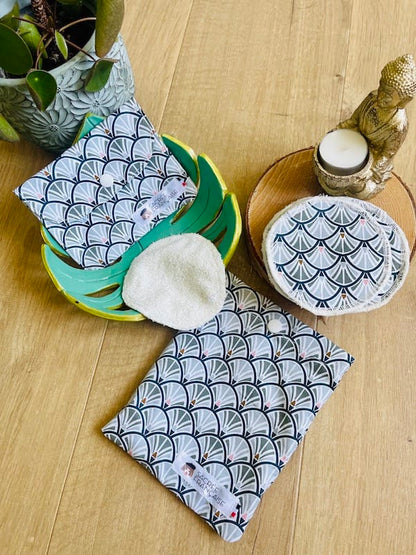 Kit de 10 cotons démaquillants lavables Oeko-Tex, fait main à Lyon, Sacrée Française