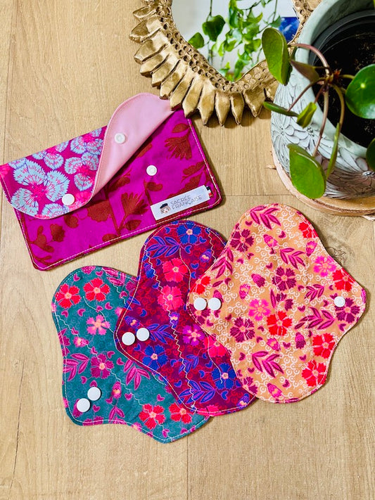 Lot de 3 protège-slips lavables plus une pochette de transport taille S