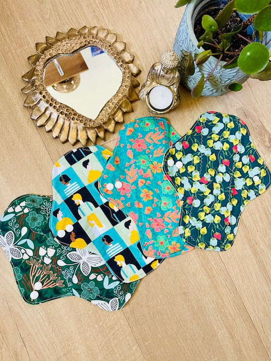 Lot de 4 serviettes hygiéniques lavables pour flux abondant-nuit