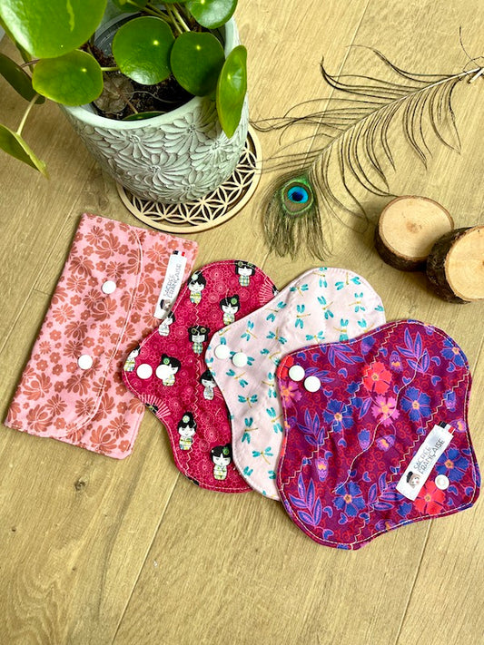 Lot de 3 protège-slips lavables plus une pochette de transport taille S