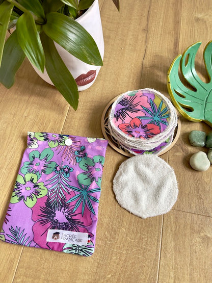 10 cotons réutilisables par lot avec étui de transport