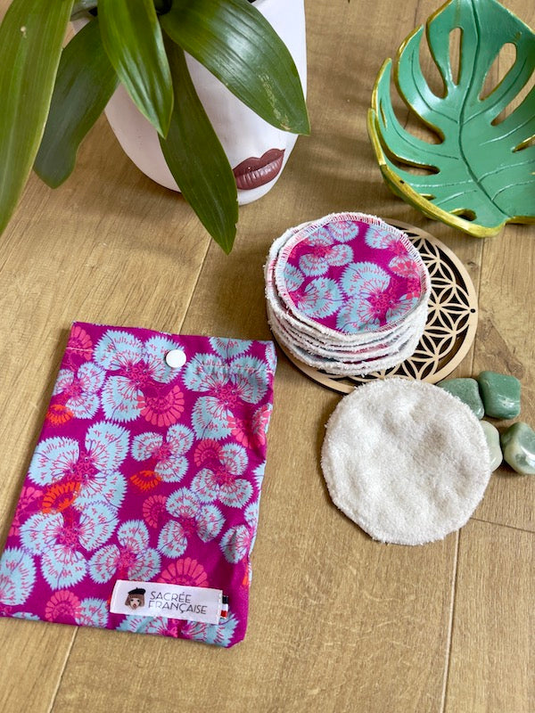 10 cotons réutilisables par lot avec étui de transport