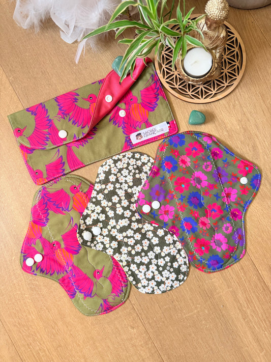 Lot 3 serviettes flux moyen + pochette M kaki