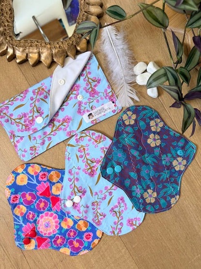 Lot de 3 protège-slips lavables plus une pochette de transport taille S
