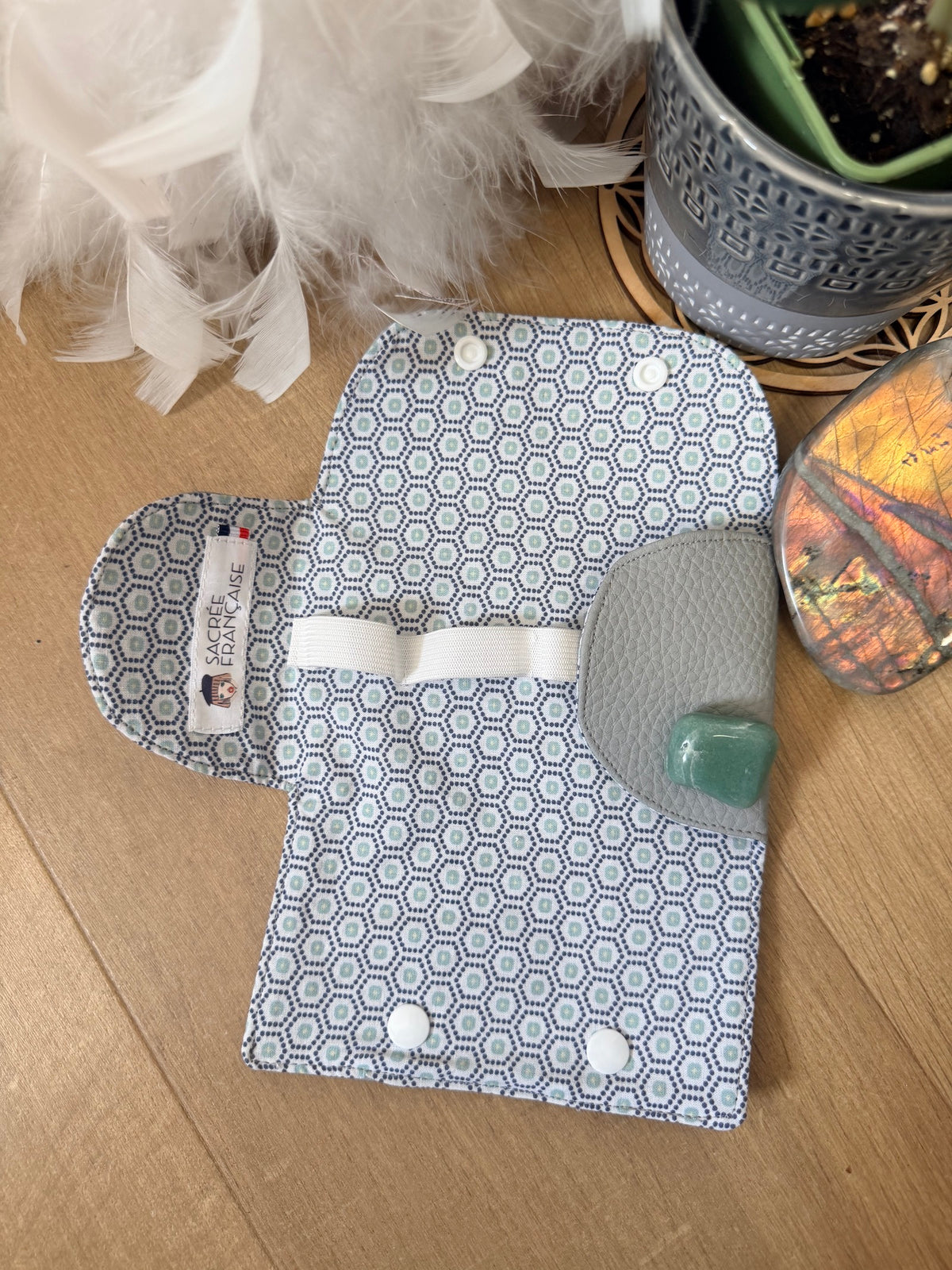 Pochette huile essentielle vert d'eau