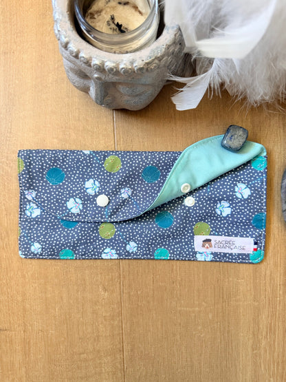 Pochette imperméable Taille L fleur de coton fond gris