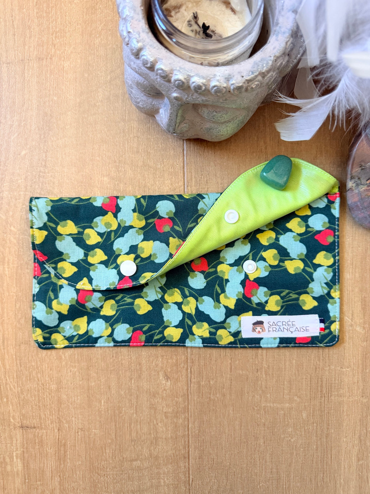 Pochette imperméable taille M bourgeon fond vert