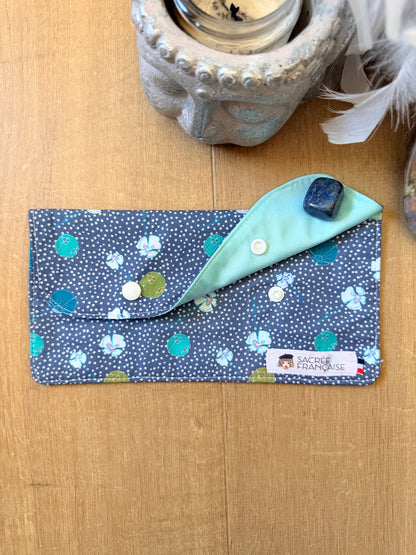 Pochette imperméable taille M fleur de coton fond gris