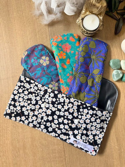 Lot de 3 Serviettes Hygiéniques Lavables Flux Abondants / Nuit, pochette L incluse